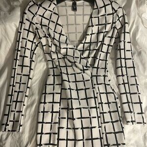 Black and White Grid Pattern Dress